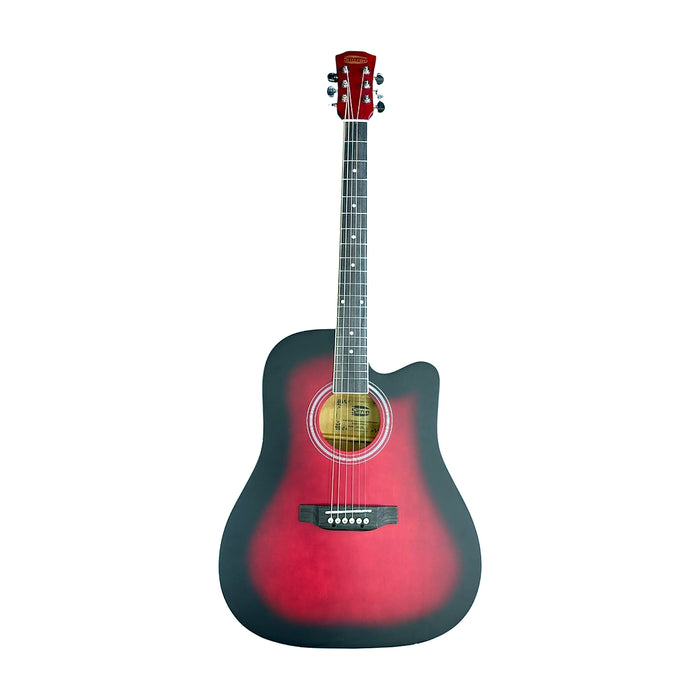 Siltron 41″ Acoustic Guitar — Matte Red Burst Cutaway — Bob Music Store
