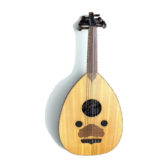 Handmade Oud — Carved Treble-Clef Rosette, Wide-Rib Bowl — Bob Music Store