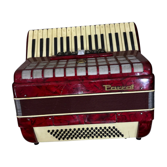 Parrot Piano Accordion — Red Pearloid, 120 Bass (Used) — Bob Music Store