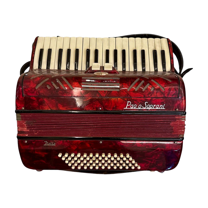 Paolo Soprani Piano Accordion — Red Pearloid "Italia" (Vintage) — Bob Music Store