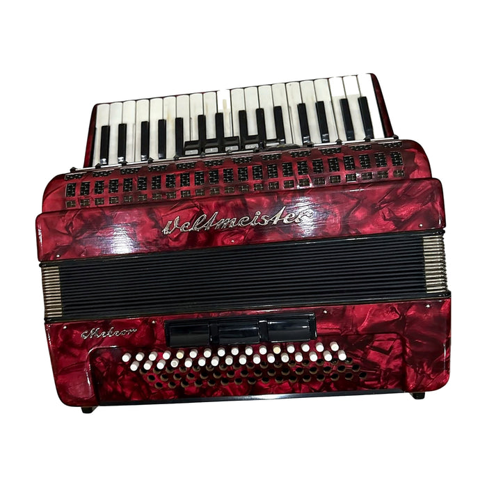 Weltmeister Meteor Piano Accordion — Red Pearloid, with Case (Vintage) — Bob Music Store