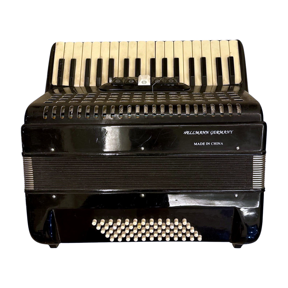Wellmann Piano Accordion — Black, 120 Bass (Used) — Bob Music Store