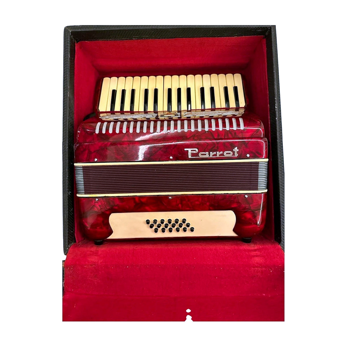 Parrot Student Piano Accordion — Compact, Red Pearloid, with Case — Bob Music Store