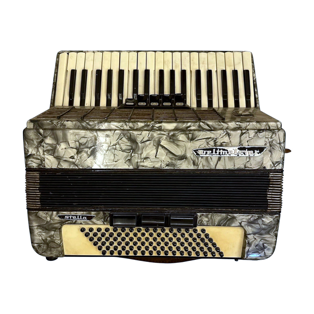 Weltmeister Stella Piano Accordion — Grey Marble, 120 Bass (Vintage) — Bob Music Store