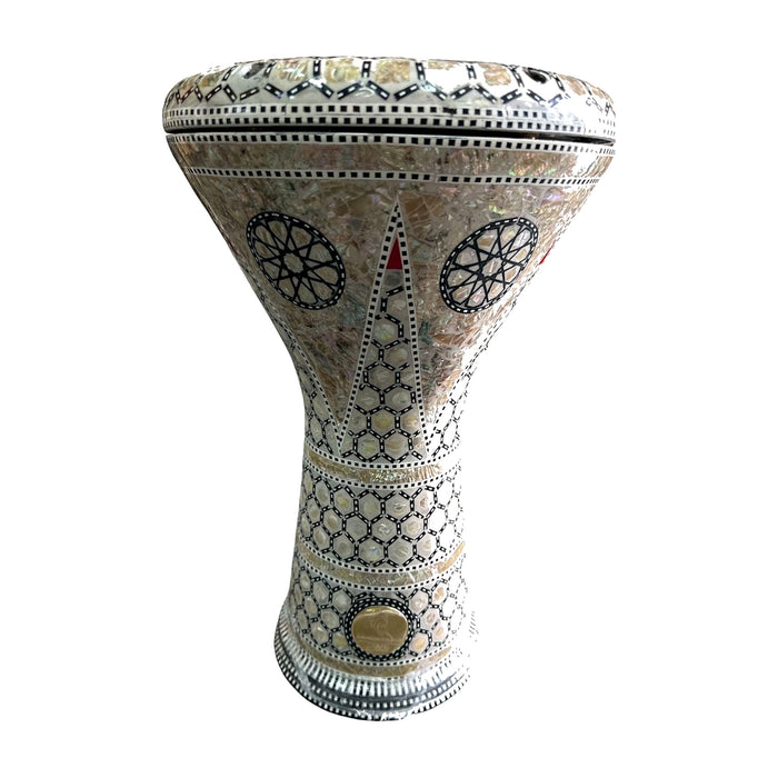 Mosaic Darbuka - Cream & Gold Star Medallions — Bob Music Store