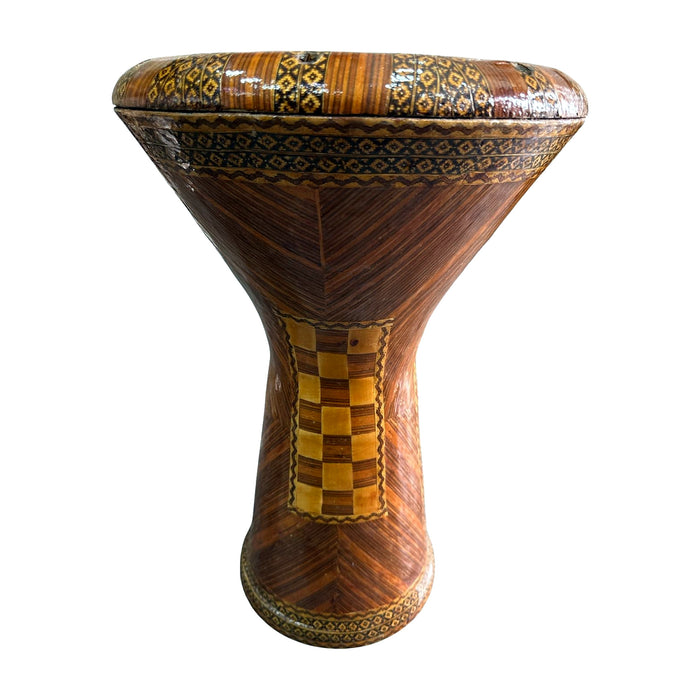 Wood Marquetry Darbuka - Walnut Chevron & Checkerboard — Bob Music Store