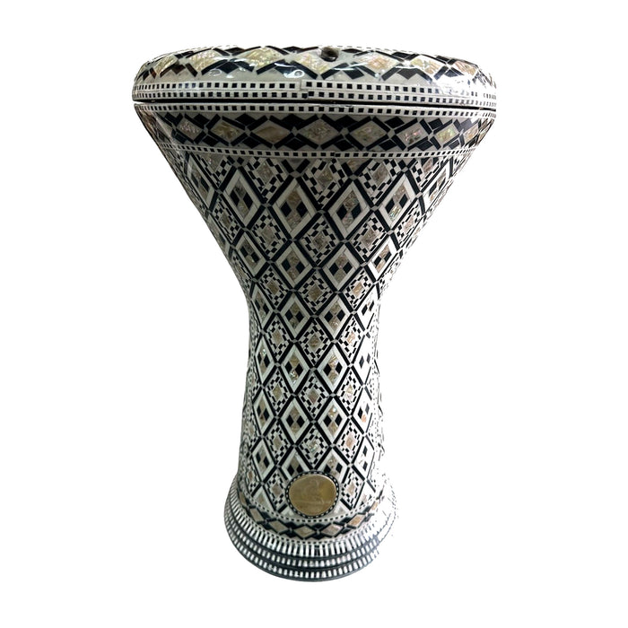 Mosaic Darbuka - Black, White & Silver Diamond Checkerboard — Bob Music Store