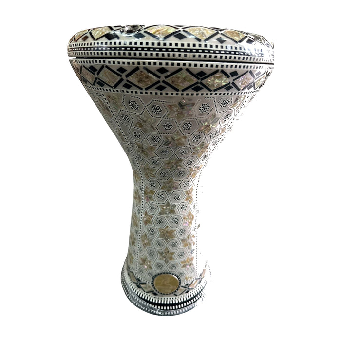 Mosaic Darbuka - Ivory Hexagon-Star Lattice, Monochrome — Bob Music Store