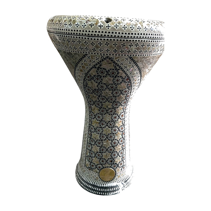 Mosaic Darbuka - Ivory Teardrop Panels & Flower Medallions — Bob Music Store