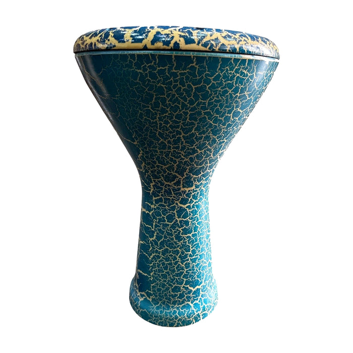 Crackle-Paint Darbuka - Teal & Cream Marbled Finish — Bob Music Store