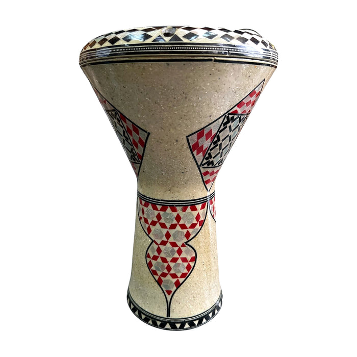 Mosaic Darbuka - Red, Black & Mirror-Silver Harlequin — Bob Music Store