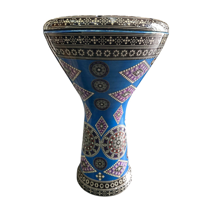 Mosaic Darbuka - Cobalt Blue with Purple Circle Medallion Column — Bob Music Store