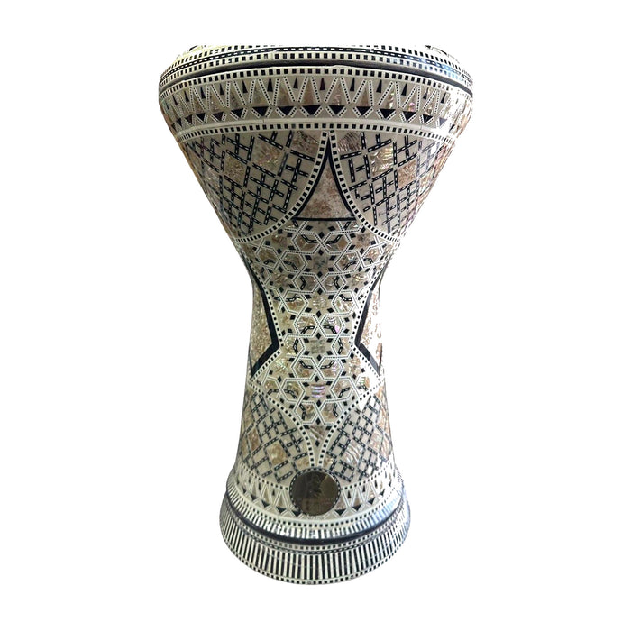 Gawharet El Fan Darbuka - Black & Cream Pointed-Arch Lattice — Bob Music Store