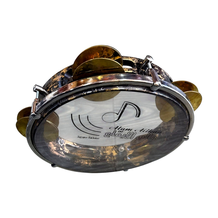 Alam Alikaa Frame Drum (Riq) - Black & Gold Marbled Finish — Bob Music Store