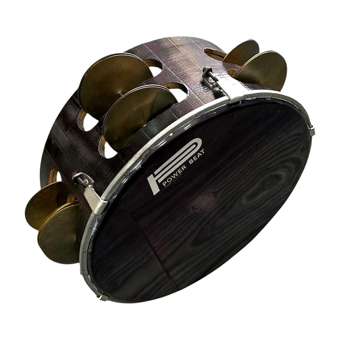 Power Beat Frame Drum (Riq) - Wood-Grain/Metallic Grey, Made in Syria — Bob Music Store