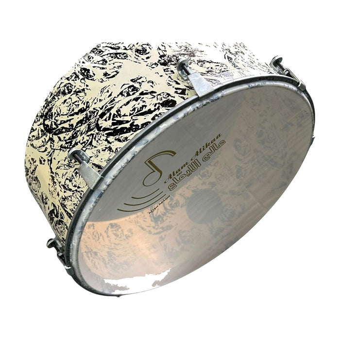 Alam Alikaa Bass Drum (Tabl) - Cream Ink-Blot Marbled Finish, 18-20in — Bob Music Store