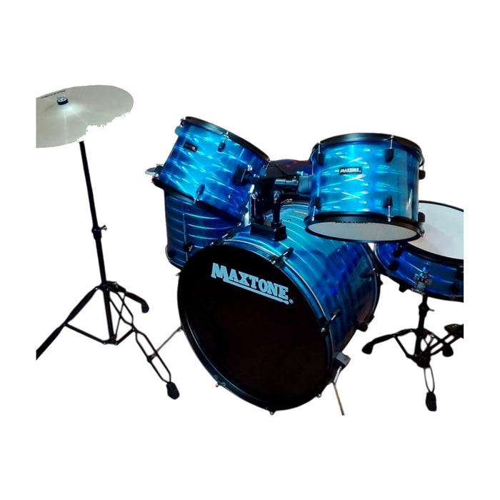 Maxtone 5-Piece Acoustic Drum Kit - Ocean Blue Marbled Finish — Bob Music Store