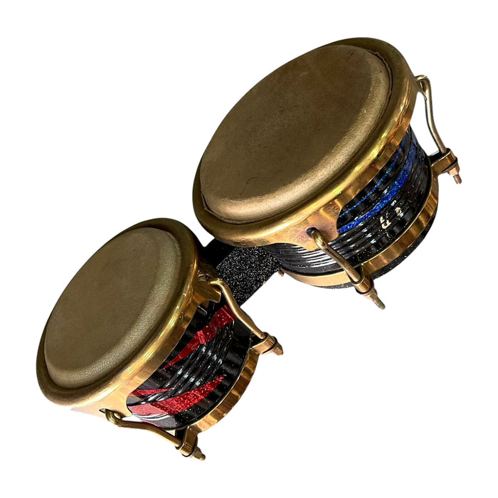 Bongo Drum Pair - Brass Shells with Glitter Accent Panel — Bob Music Store