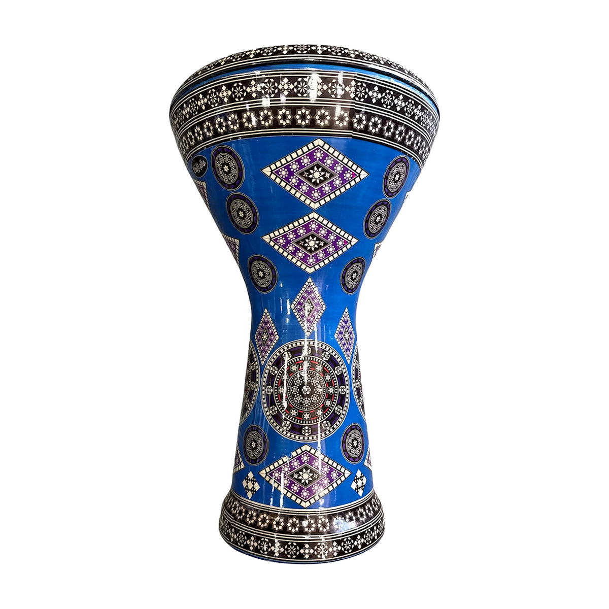 Mosaic Darbuka — Blue & Magenta Diamond Mosaic — Bob Music Store