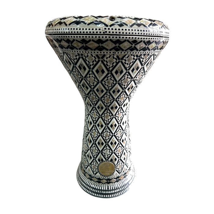 Mosaic Darbuka — Monochrome Diamond Lattice — Bob Music Store