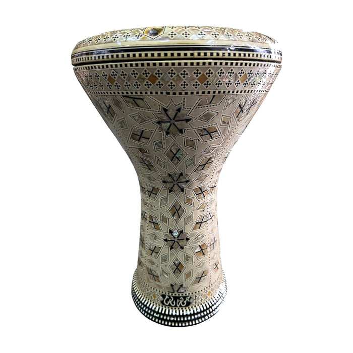 Mosaic Darbuka — Cream Snowflake & Star Motifs — Bob Music Store