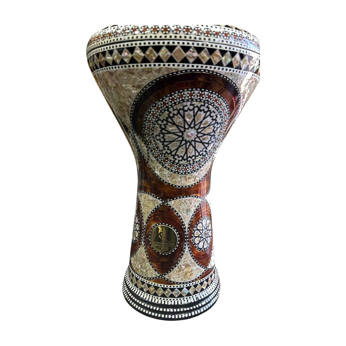 Mosaic Darbuka — Cream with Deep Red Rosettes — Bob Music Store