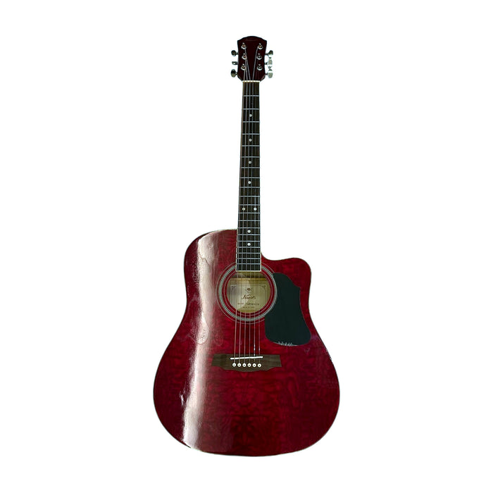 Kapok FLD-Series Acoustic Guitar — Cutaway Dreadnought, Wine Red Quilt — Bob Music Store