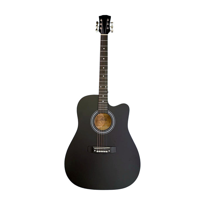 Lanzhiji Acoustic Guitar — Matte Black Cutaway Dreadnought — Bob Music Store