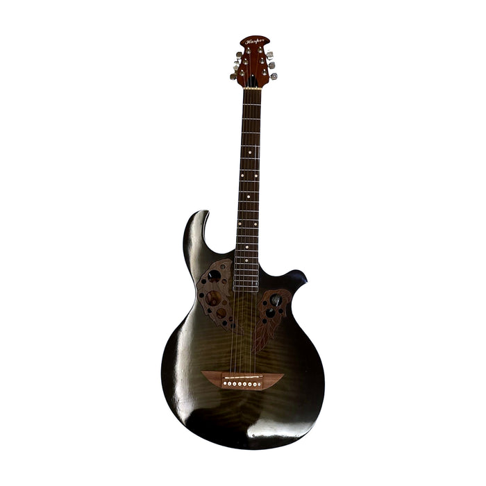 Harper Round-Back Acoustic Guitar — Charcoal Flame, Leaf Soundholes — Bob Music Store