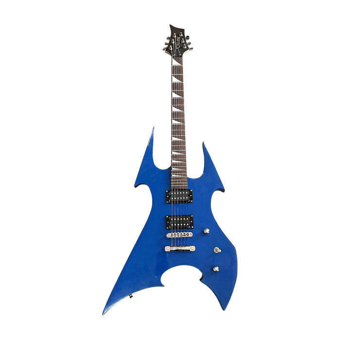 Warlock-Style Electric Guitar — Gloss Blue, Sharp-Horn Body — Bob Music Store