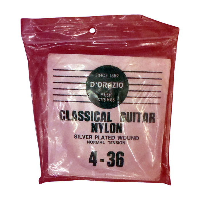 D'Orazio 4-36 Classical Guitar Strings — Silver-Plated Nylon, Normal Tension — Bob Music Store