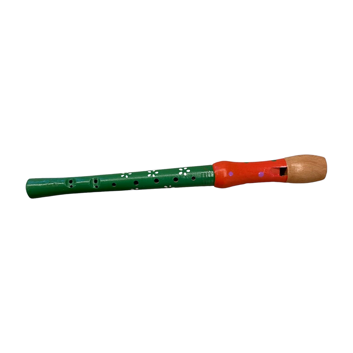 Hand-Painted Soprano Recorder — Green with Daisy Flower Design — Bob Music Store