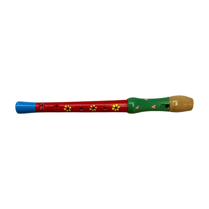 Hand-Painted Soprano Recorder — Blue Tip with Red & Green Panels — Bob Music Store